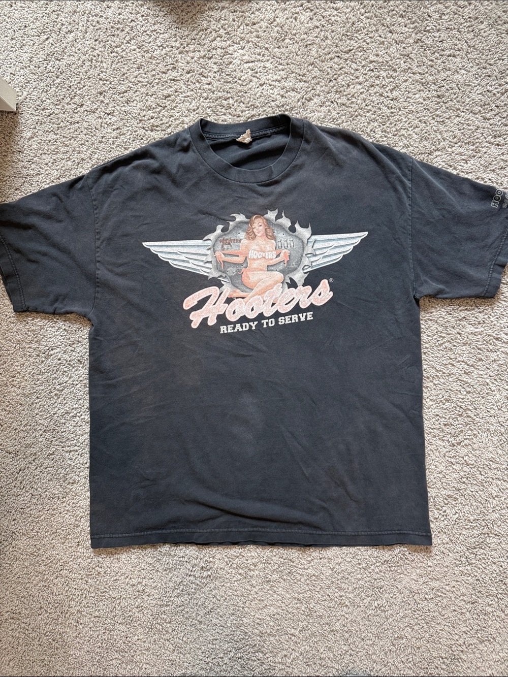 Hooters Black Short-Sleeve Graphic Tee with Wings Logo